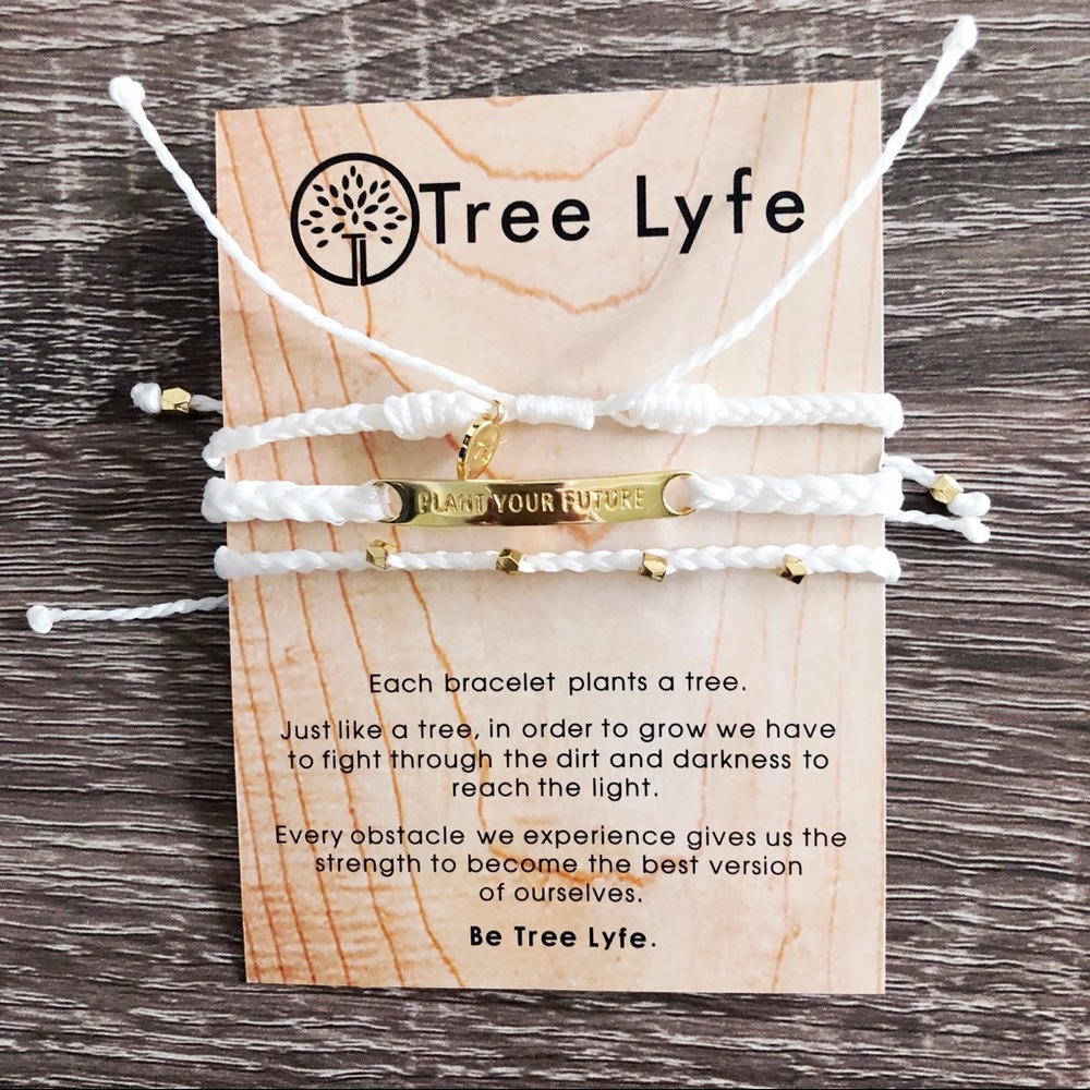 Tree Lyfe Bracelets Set - White & Gold